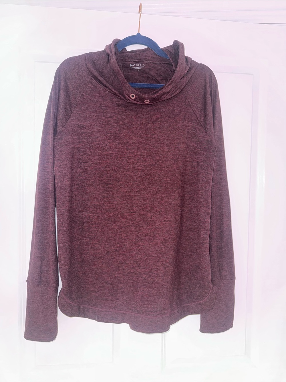 Athleta Burgundy Heather Cowl Neck Long Sleeve Pullover